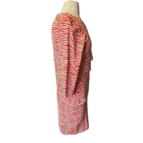 J. McLaughlin Catalina Cloth 3/4 Sleeve Stretch Sheath Dress Medium Orange Tiers - Picture 6 of 7